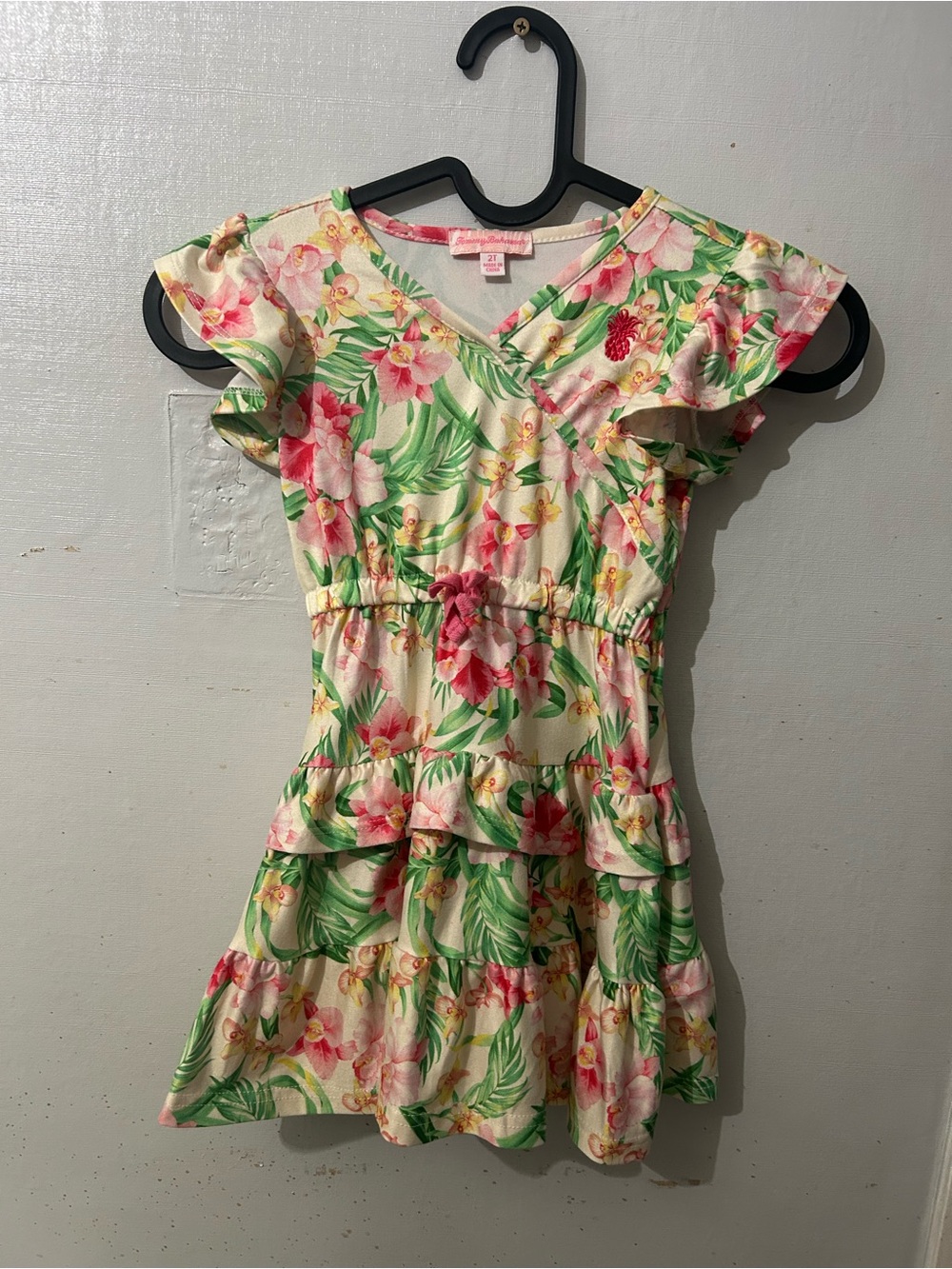 Tommy Bahama Tropical Floral Ruffle Dress - Pink & Green